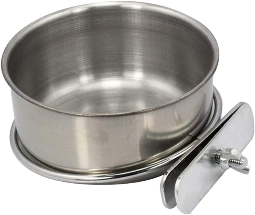 LQKYWNA Birds Feeders Parrot Stainless Steel Cups Container With Food Bowl for Parrot Feeding Coop Cup Dish with Clamp Holder