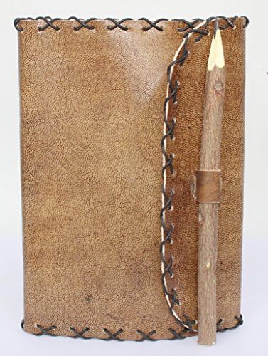 Incredible Antique Arts-Handmade Vintage Leather Journal Cross Stitch Tan Color Leather Journal/ Leather Notebook/Personalized leather diary Diary 7"x5" - Best Gift for Men &amp; Women + Free Pencil