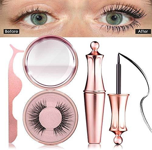 Magnetic Eyeliner and Lashes Kit, Magnetic Eyeliner for Magnetic Lashes Set, With 3D Reusable Lashes