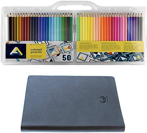Art Alternatives Colored Pencil Set/50 Bundle with Leda Art Supply Medium Sketchbook