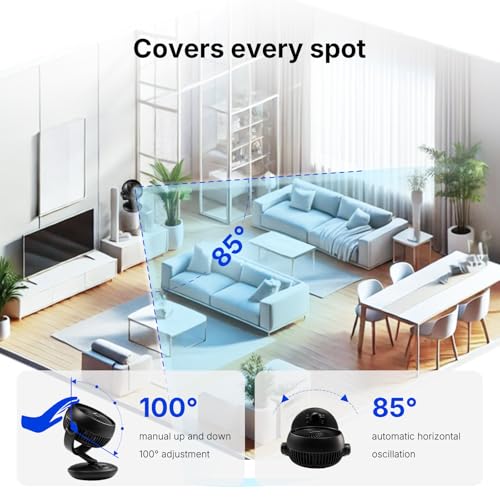 Fan for Bedroom with Remote,Ultra Quiet Desk Fans,with 3 Modes,8 Speeds,9-Hour Timer,10 inch,High-Velocity Cooling,Auto Oscillation Table Fans,Touch Control,for Home,Dorm&Office