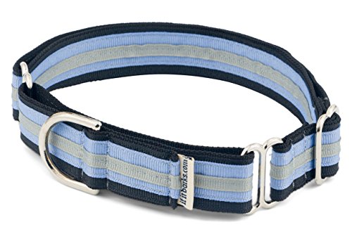If It Barks 1" Martingale Collar for Dogs, Adjustable Nylon, USA Made, Large, Black Ice