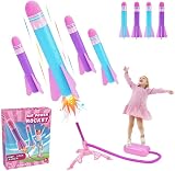 HappyGoLucky Rocket Toy Launcher for Kids 3-12 Foam Rockets 50 ft