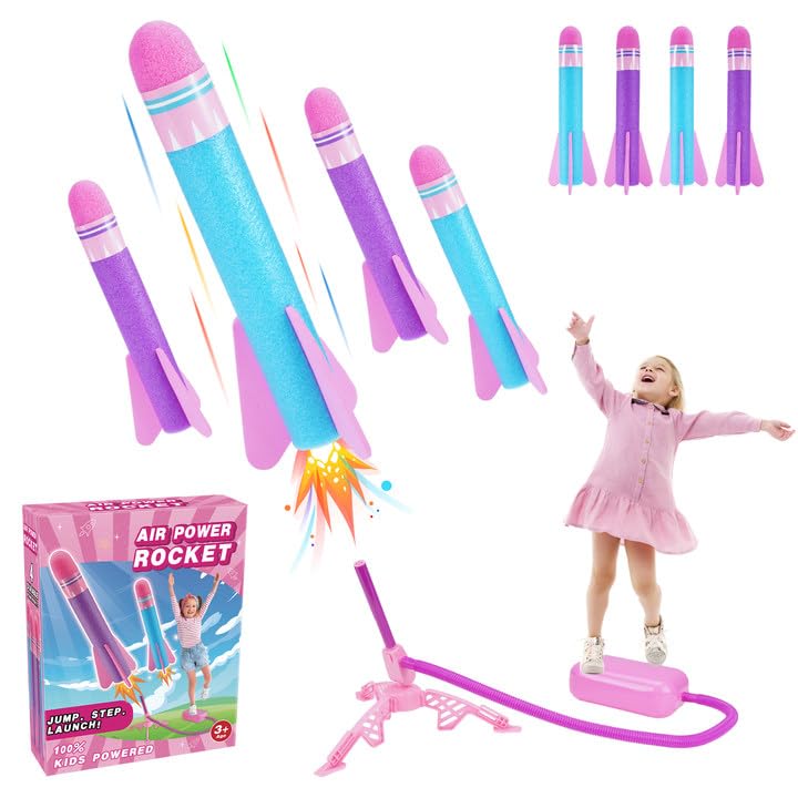 HappyGoLucky Girls Toys Age 3-12, Rocket Toy Launcher for Kids Toys for 3-10 Year Old Girls Garden Toys 3-9 Year Old Girls Gifts Outdoor Toys for Girls Gifts Age 5 6 7 Christmas Xmas Gifts for Kids