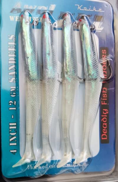 Koike Awol Eels Pearl Sandeel Fishing Lures 4" 4 Lures Per Pack