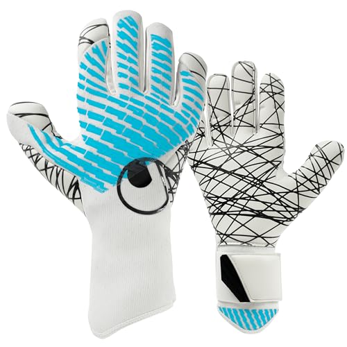 uhlsport Cybertec Ultragrip Football Goalkeeper Gloves Catch Machine White/Cyber Blue/Black, 7
