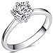 Jude Jewelers 1.0 Carat Classical Stainless Steel Solitaire Engagement Ring (Silver, 10)
