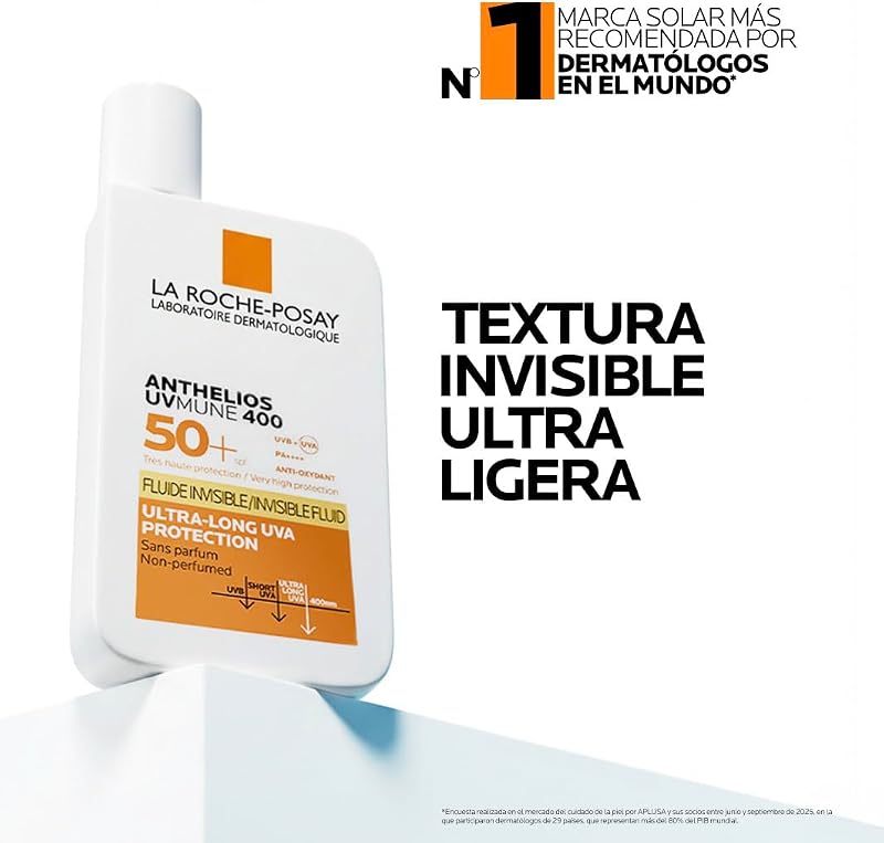Protetor Solar La Roche Posay, FPS50+, Previne o Stress Oxidativo, Resistente à Água, Suor e Areia, Fórmula com Mexoryl 400, Fluido Invisível, Anthelios UV-MUNE 400, 50 ml