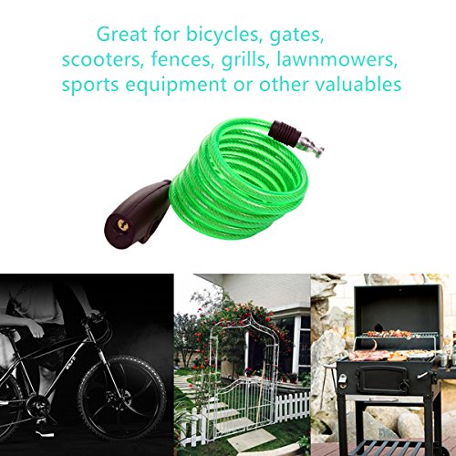SEPOX Bike Lock with Key 6 Feet Cable Lock with 2 Keys 3 Colors for Protecting Your Bike Accessories Like Helmet, Wheel, Saddle, Bags, etc.