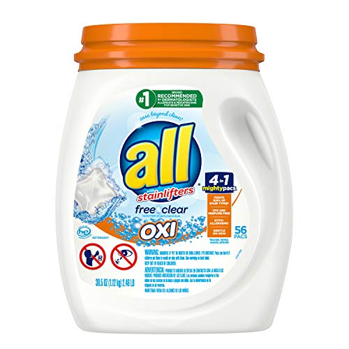 All Laundry Detergent Pacs, Mighty Pacs with OXI Stain Removers and Whiteners, Free Clear, Unscented and Dye Free, 56… - Image 2