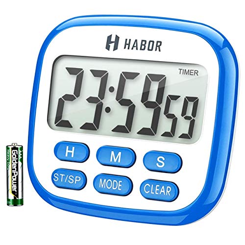 Habor Kitchen Timer, 24-Hours Digital Timer [Multifunctional] with Clock for Cooking, Loud Alarm & Strong Magnet, Count-Up & Count Down for Kitchen Baking Sports Games Office Study (Battery Included) - Thumbnail 6
