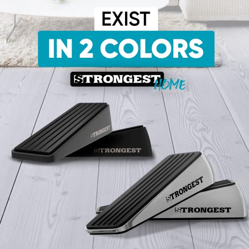 Active Shooter Door Wedge Strongest Home , Heavy Duty Door Stop Wedge Made Of Premium Quality Zinc And Rubber Suits Any Door, Any Floor, Set Of 2 Plus Self-Adhesive Wall Protectors In