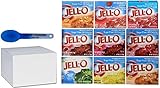 Jell-O Sugar Free Gelatin Sampler Bundle (Pack Of All 9 Different Flavors 0.30-oz) In Gift Box Plus Bonus Color Changing Spoon