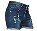 PHOENISING Women's Sexy Stretchy Fabric Hot Pants Distressed Denim Shorts,Size 2-16