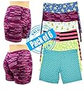 Sexy Basics Women's 6 Pack Cotton Spandex Mini Bike Boyshort Yoga Boxer Prints (MEDIUM/ 6, 6 pk- Assorted Cute Prints)