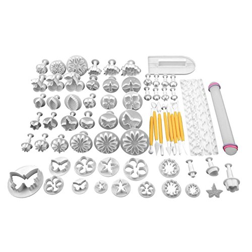 Sky Fish Fondant Cutters Tools Plastic Plunger Cutters Cake Cutter Fondant Molds Sugarcraft Cake Decorating Tool Set with Rolling Pin Smoother Embosser Moulds 37 Pieces - Thumbnail 6