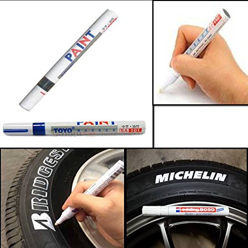 TRIXES White Tyre Marker Paint Pen for Bike & Car Tyres Give old Tyres a Sporty new look
