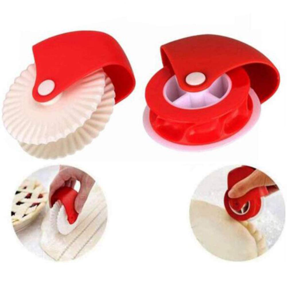 2PCS Pastry Cutter Set - Plastic Wheel Roller for Beautiful Pie Crust, Ravioli Pasta, Pizza