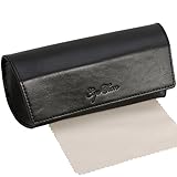 EyeSun Leather Large Eyeglasses Sunglasses Case with Free Cleaning Cloth