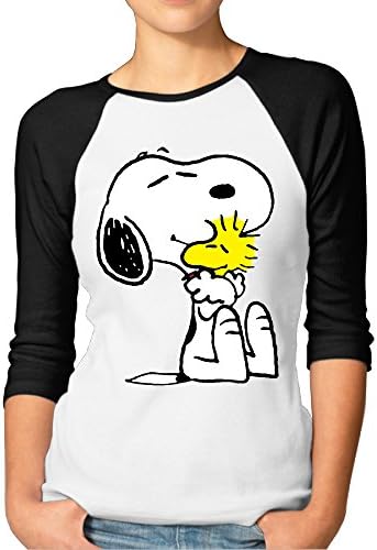 Girl Snoopy Peanut Cotton 3/4 Sleeve Raglan Shirt Black Medium