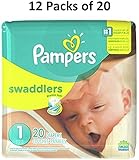 Pampers Swaddlers Size 1 (12 Packs of 20 = 240 count)
