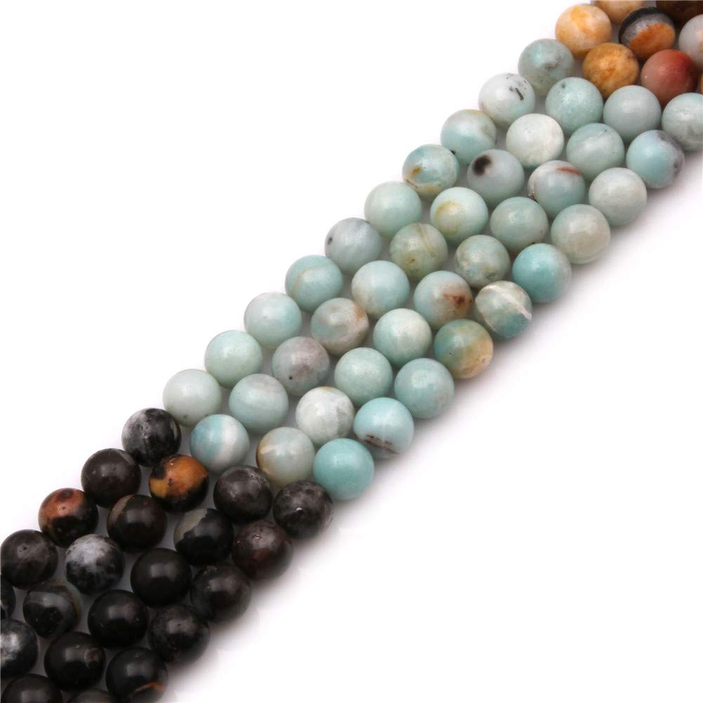 GEM-Inside Natural 10mm Multi-Color Amazonite Round Gemstone Semi Precious Loose Beads for Jewellery Making 15''