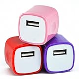 Omni 3 PCS Dual Color 2-Tone Universal USB Travel Home 1.0 AMP Power Adapter Wall Charger Plug for iPhone 7/7 plus 6/6 plus 5S 5 Samsung Galaxy S5 S4 S3 HTC One M8 LG G2 G3 (Lot 3)