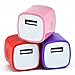 Omni 3 PCS Dual Color 2-Tone Universal USB Travel Home 1.0 AMP Power Adapter Wall Charger Plug for iPhone 7/7 plus 6/6 plus 5S 5 Samsung Galaxy S5 S4 S3 HTC One M8 LG G2 G3 (Lot 3)