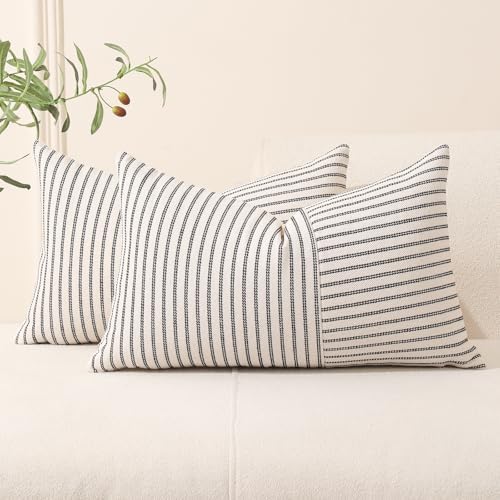 Hckot Farmhouse Pillow Covers 12x20, Lumbar Throw Pillow Covers