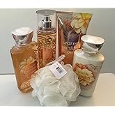 Bath & Body Warm Vanilla Sugar Deluxe 5 Piece Gift Set with Full Size Cream, Lotion, Shower Gel, Fragrance Mist and Shower Sponge