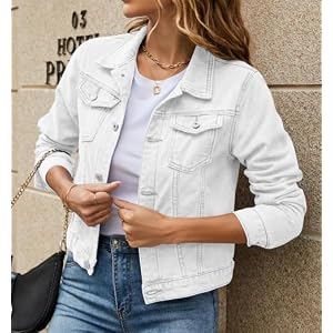 Women Denim Jacket Casual Turn Down Collar Button Down Outerwear Suitable for Daily Wear and Vacation Outfits
