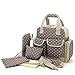Baby Lovess 5 In 1 Diaper Tote Bags Baby Nappy Bag Mummy Handbag Backpack, Khaki Dot