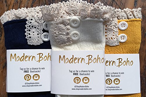The Original 2 Button Lace Boot Cuffs Ivory by Modern Boho