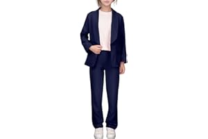 Suits Blazers for Girls Teens 2 Piece Outfits Long Sleeve Lapel Collar Open Front Casual Formal Kids Jacket Pants Set