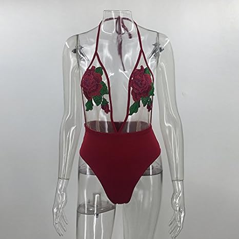 flower embroidered swimsuit