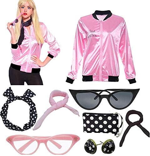 50'S Pink Costume Party Ladies Jacket with Scarf