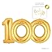 Andaz Press Giant Gold Helium Foil Balloon Party Kit with Sign, Jumbo 40-inch, Number 100, Metallic Gold Shiny Mylar, 1-Pack, Includes Free Party Sign!, 100th Birthday Party Decor Decorations