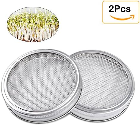 Stainless Steel Sprouting Lids for Mason Jars- 2 Pack Seed Sprouting Lids for Ball,Canning Jars