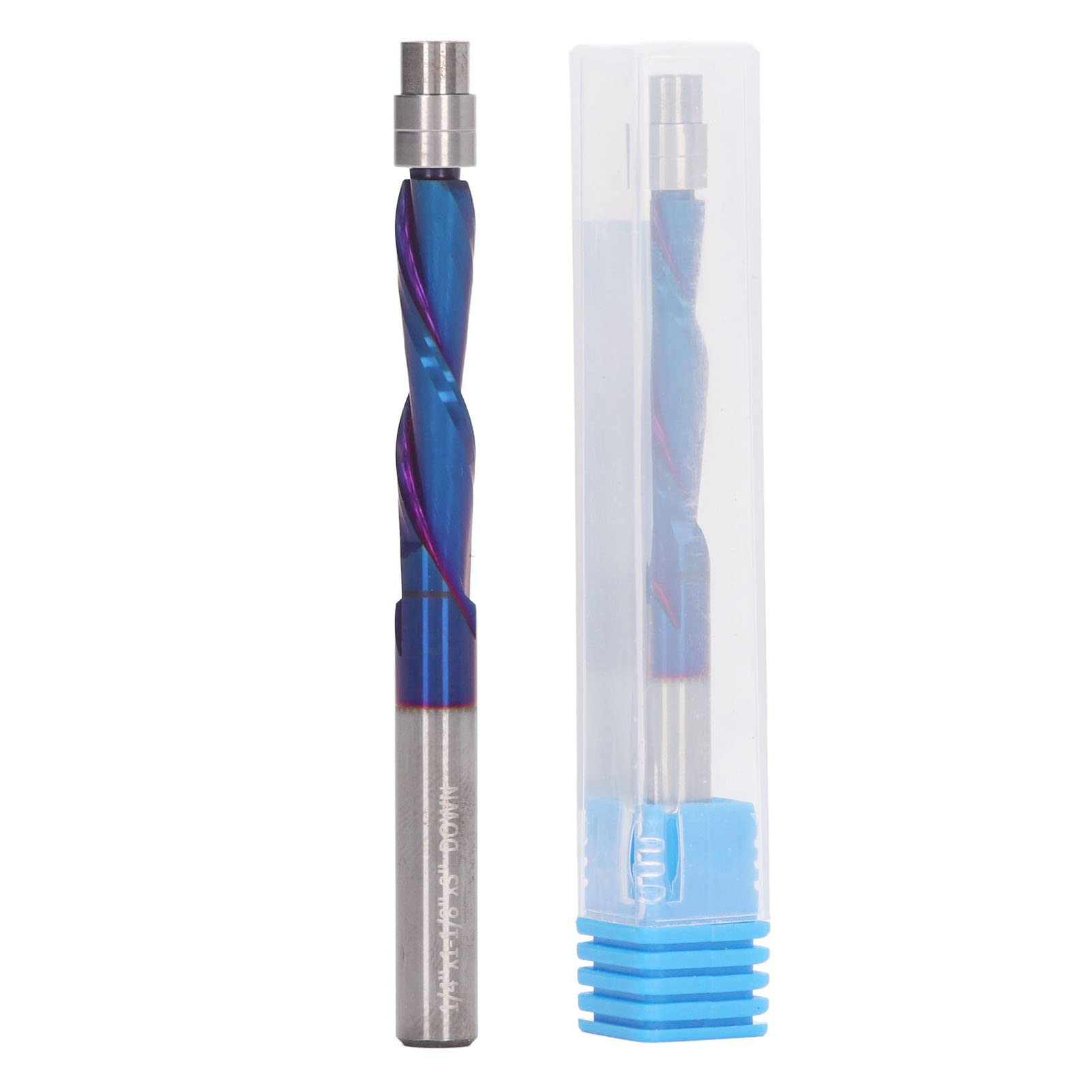 Flush Trim Bit Up Cutter Flush Trim Bit Up Cutter, Flush Trim Router Bit CNC Spiral Milling Router 1/4 Shank Solid Caribide with Bearing