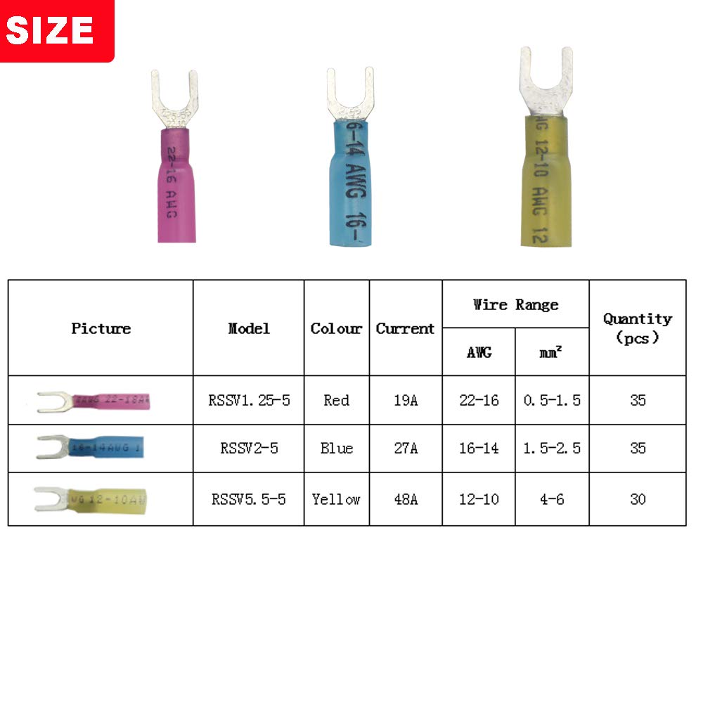 Yosawo 100 Pieces Heat Shrink Fork Wire Connectors - Image 3