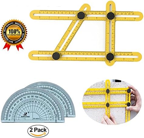 Angleizer Template Tool - Multi Angle Ruler, Builders, Craftsmen, Handymen, Engineers, Durable, Easy To Use +BONUS 2x Semi-Circle Protractors