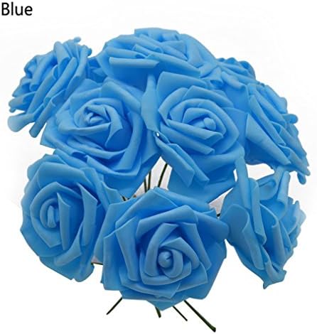 10 Heads 8Cm Artificial Pe Foam Rose Flowers Bride Bouquet Home Wedding Decor blue