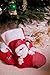 Stuffed Santa Claus Plush Christmas Stocking by Clever Creations | Red with White Fur Trim | Dimensional Face and Hat | Patchwork Toe | Soft Plush Felted Cloth | Festive Holiday Décor | Measures 16.5”