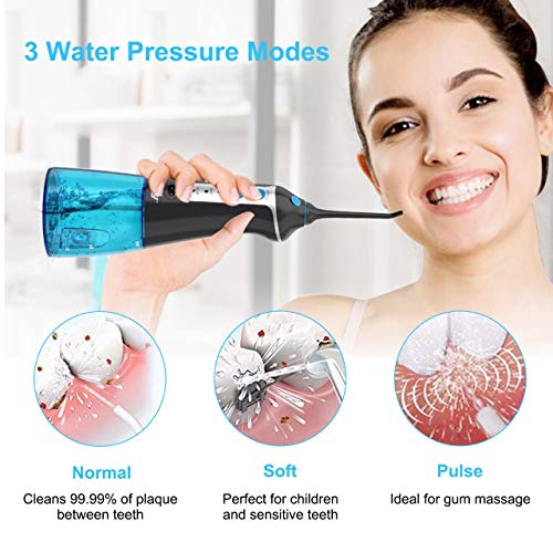Cordless Water Flosser Oral Irrigator, XPretty Professional Portable and Rechargeable Dental Water Flossing, IPX7 Waterproof 3 Mode Teeth Cleaner with 4 Jet Tips for Home and Travel, Braces Care