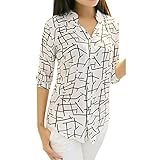 Yoyorule Fashion Women's Elegant Chiffon Print Long-sleeve Slim Blouses