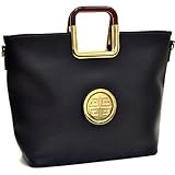 Dasein Flat Bottom Square Handle Tote, Shoulder Handbag, Tablet, iPad Bag