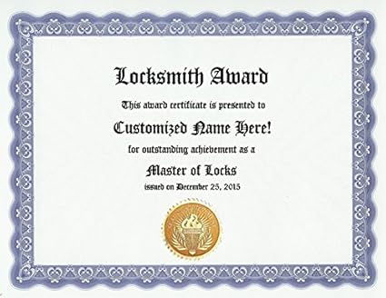Amazon Com Locksmith Locks Award Personalized Custom