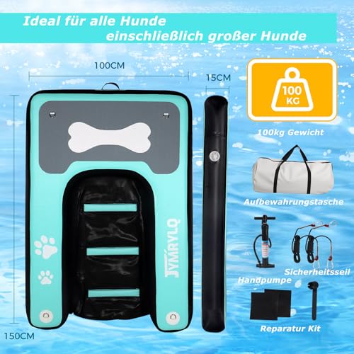 SERMEJO Cani Rampa Gonfiabile Rampa per Cani Piscina 150x100 cm Hundeboot Schwimminsel per Hunde Catzen fino a 100 kg Fluss Seen