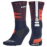 Nike Mens Hyper Elite Lebron Basketball Socks Large (Size 8-12) Navy, Red 5067410