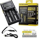 Nitecore D2 Digicharger Bundle with EASTSHINE EB182 Battery Box and Car Charger